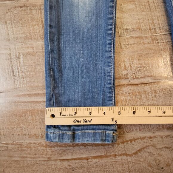 Lucky Brand Girls Jeans Sz 14 Zoe Jegging Style Distressed Stretch Patch Work - Picture 6 of 12